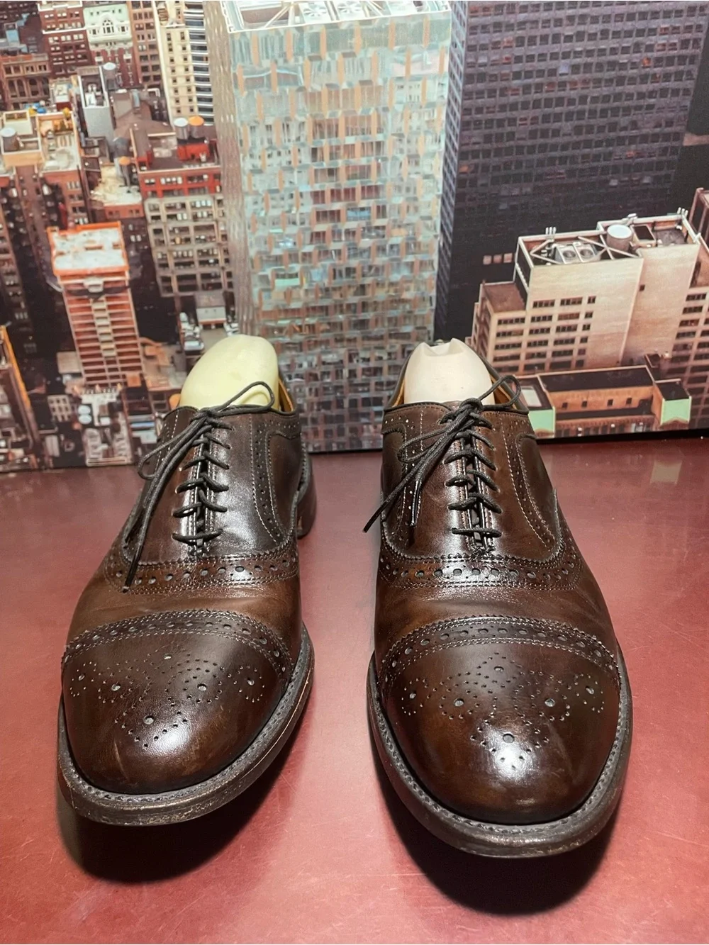 Allen Edmonds Men's Leather Cap-Toe Oxfords 10 .5 D Brown USA